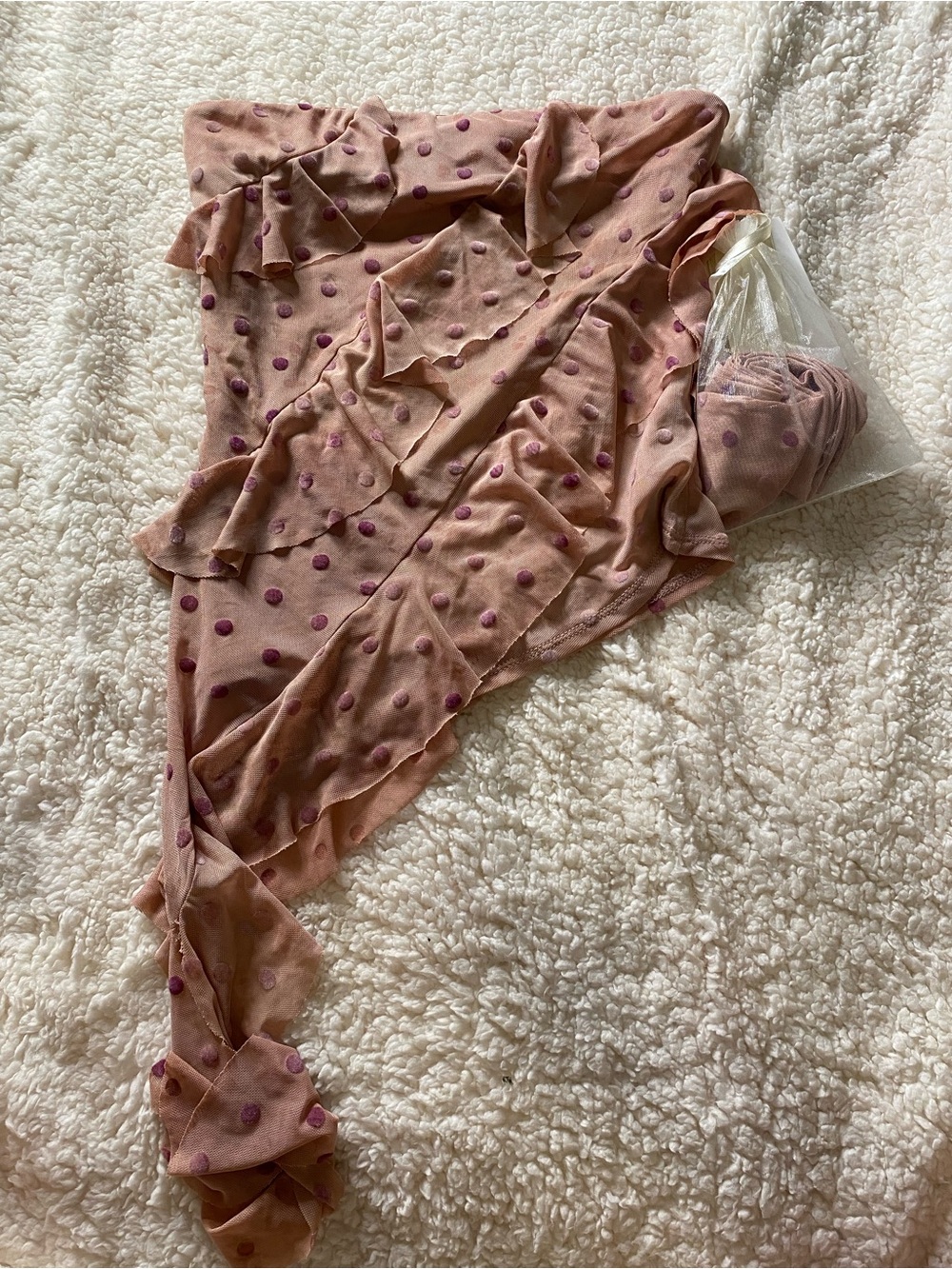 Women’s Dusty Rose Polka Dot Ruffle Tank Top